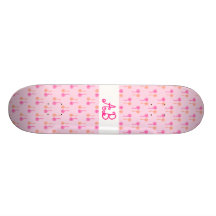 Colourful flowers. Pink and Orange Pattern. Skate Board