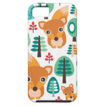 Colourful fox tree kids pattern iphone 5 case