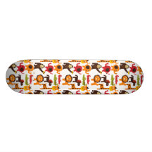 Colourful Fun Cute Jungle Village Safari Zoo Anima Skateboards