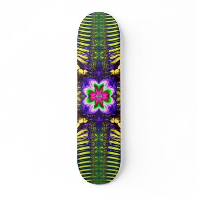 Colourful Funky Fractal Skateboard by fractalshop