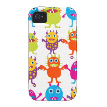 Colourful Funny Monster Party Creatures Bash iPhone 4 Cases