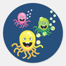 Colourful funny octopi stickers