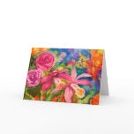 Colourful Garden Silk Art Thank You Note