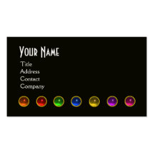 COLOURFUL GEM STONES BLACK  WHITE PURPLE MONOGRAM, BUSINESS CARD