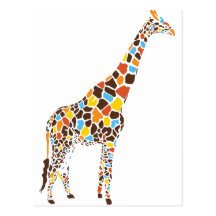Colourful Giraffe Postcard