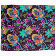 Colourful Glass Beads Look Retro Floral Design Binders