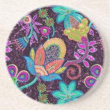 Colourful Glass Beads Look Retro Floral Design Coasters