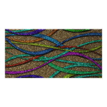 Colourful Glitter Lines Custom Photo Card