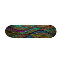 Colourful Glitter Lines Skate Board Deck