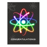 Colourful Glowing Atom - Greetings Postcard postcards