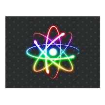 Colourful Glowing Atom - Greetings Postcard