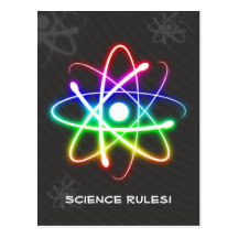 Colourful Glowing Atom - Greetings Postcard