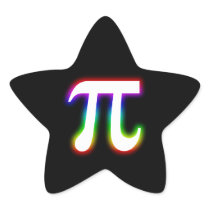 Colourful Glowing Pi Star - math sticker