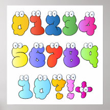 COLOURFUL GOOGLY EYE NUMBERS BUBBLY FUN KIDS EDUCA POSTERS