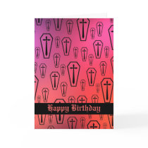 Colourful Gothic coffins Happy Birthday Greeting Cards