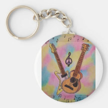 colourful guitar_Illustration Key Chain