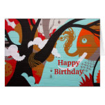 Colourful Happy Birthday Card Elephant Graffiti