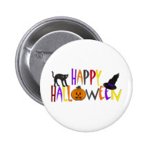 Colourful Happy Halloween Pinback Button