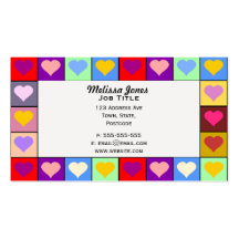 Colourful Heart Squares Business Card Template