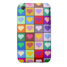 Colourful Heart Squares iPhone 3 Case-Mate Cases