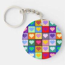 Colourful Heart Squares Keychains