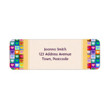 Colourful Heart Squares Labels