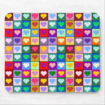 Colourful Heart Squares Mousepads