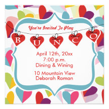 Colourful Hearts Bunco Invite