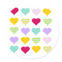 Colourful Hearts Round Stickers