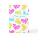 Colourful Hearts with flowers Greeting Card