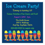 Colourful Ice Cream Party Invitation invitations