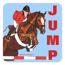 Colourful Jump Equestrian Stickers (Square)