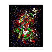 colourful kukulcan postcard