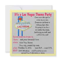 Colourful Las Vegas Welcome Sign Theme Parties Custom Invitations