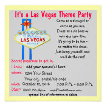 Colourful Las Vegas Welcome Sign Theme Parties Custom Invitations