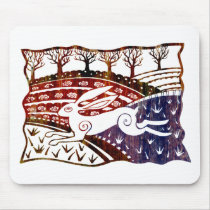 Colourful Leaping Hare Mouse Pads