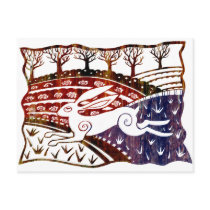 Colourful Leaping Hare Post Cards