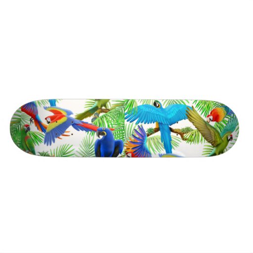 Colourful Macaw Parrots Skateboard