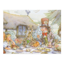 Colourful Mad Hatter's Tea Party Postcards