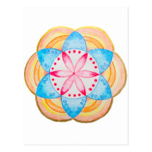 Colourful Mandala Flower Hand Painted Post Cards