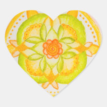 Colourful Mandala Flower Hand Painted Heart Sticker