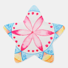 Colourful Mandala Flower Hand Painted Star Stickers