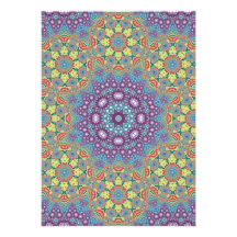 Colourful Mandala Purple With Yellow Circles Personalized Invitations