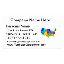 Colourful map of the United States of America Business Card Template