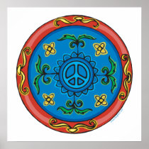 Colourful Medallion Design and Peace Sign