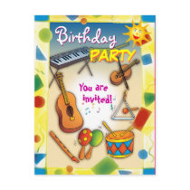 Colourful Music BIRTHDAY PARTY postcard