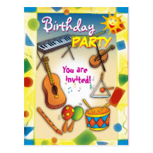 Colourful Music BIRTHDAY PARTY postcard