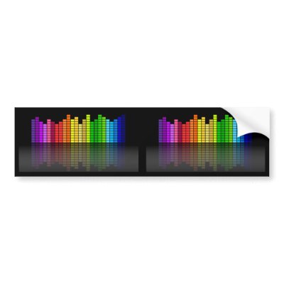 Colourful Music Equalizer w/Reflection, Cool Techn Bumper Sticker by cutencomfy