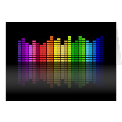 Colourful Music Equalizer w/Reflection, Cool Techn Greeting Cards by cutencomfy