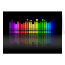 Colourful Music Equalizer w/Reflection, Cool Techn Greeting Cards